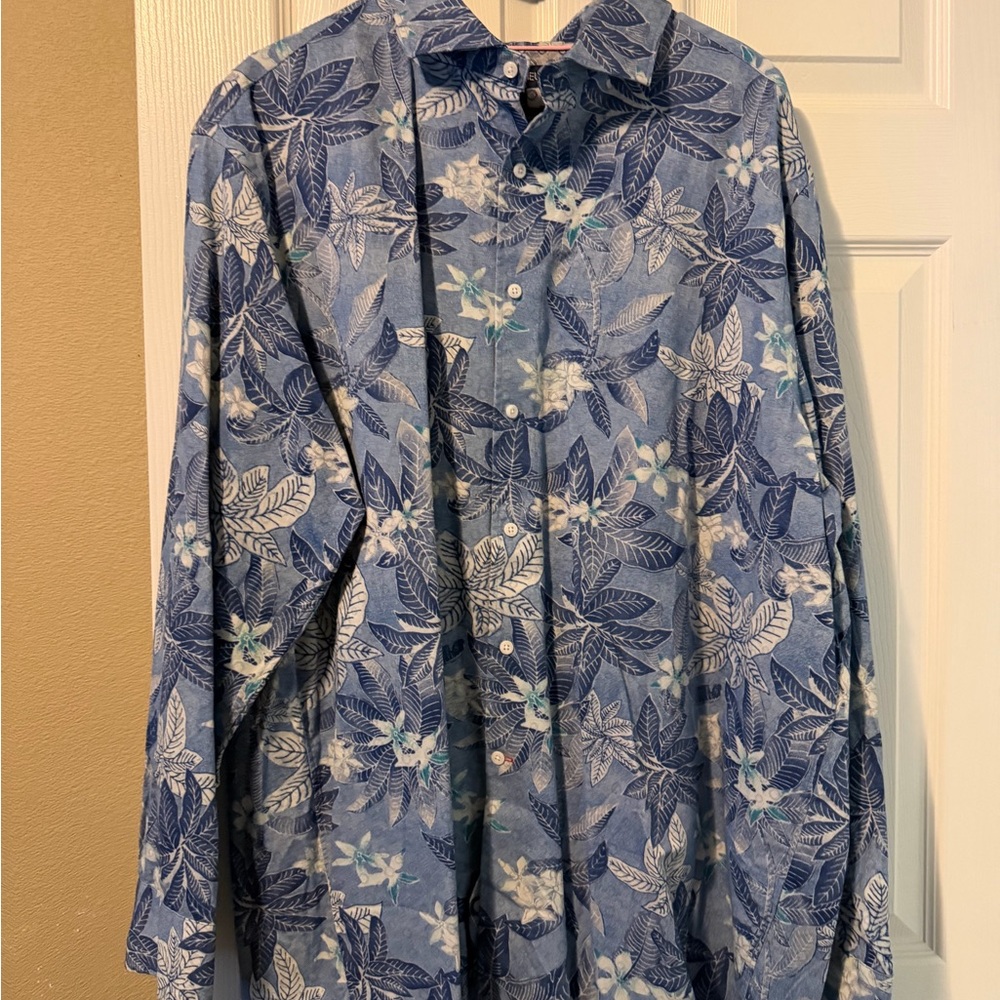 Daniel Cremieux Blue Floral Casual Button Down Shirt